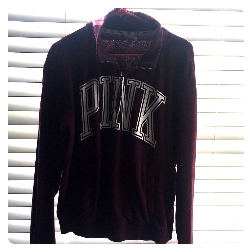 Burgundy PINK zip sweater